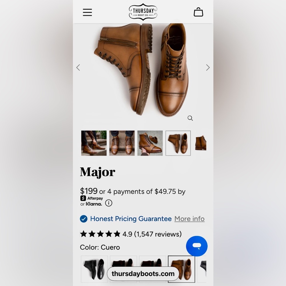 Thursday Boot Company Major Boots in Cuero Brown